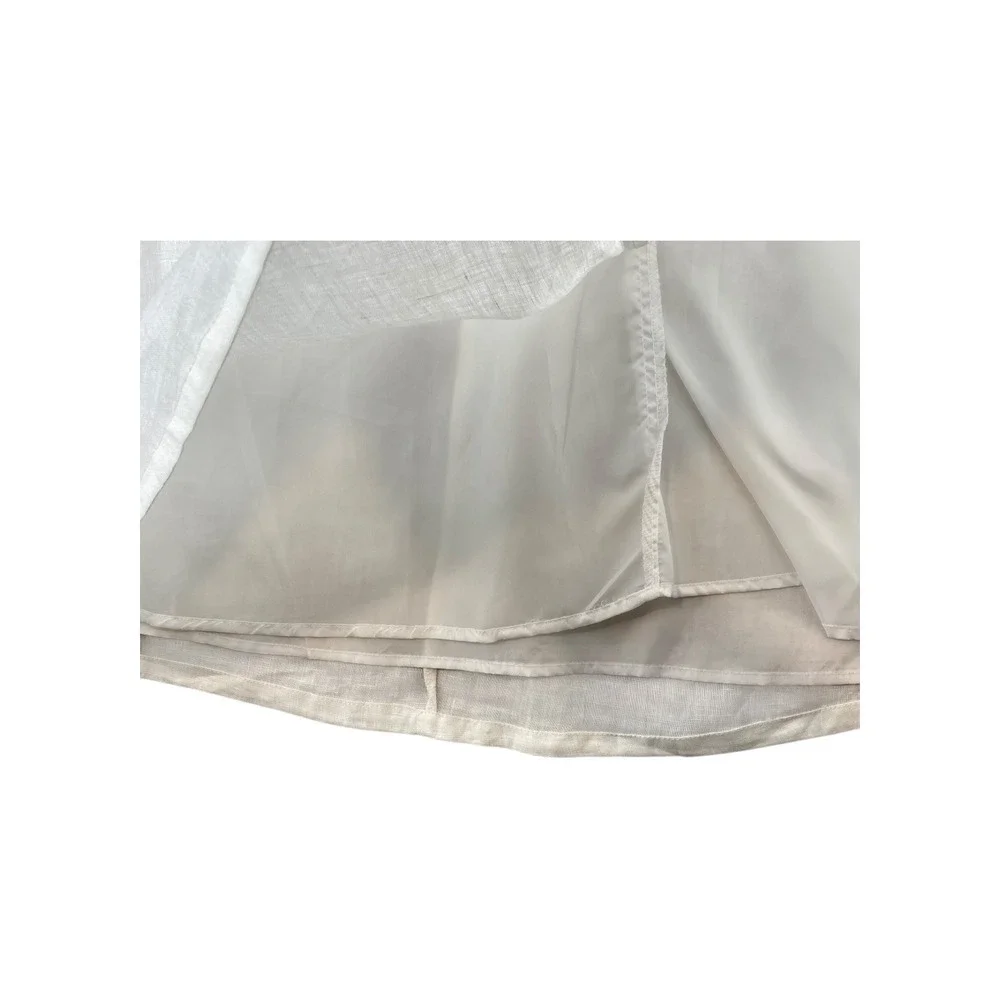 David Brooks White Linen Blend Maxi Skirt High‎ Waist Button Detail Size 10 - Picture 5 of 7